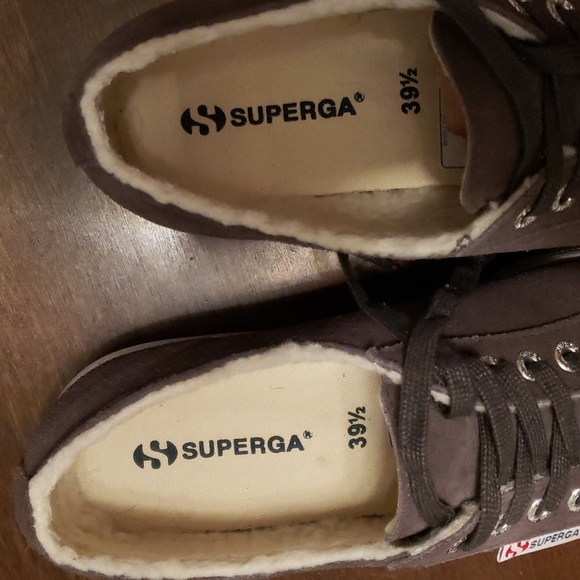 Superga suede, fleece lined, platform sneakers - Picture 5 of 7